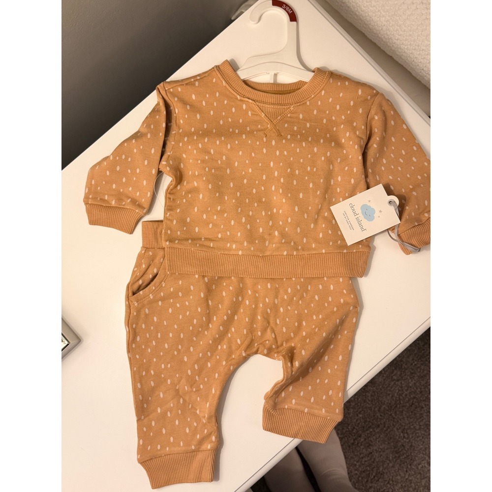 Cloud Island Baby‎ Mustard Yellow Dot Sweatshirt and Jogger Pants Set 3-6M NEW